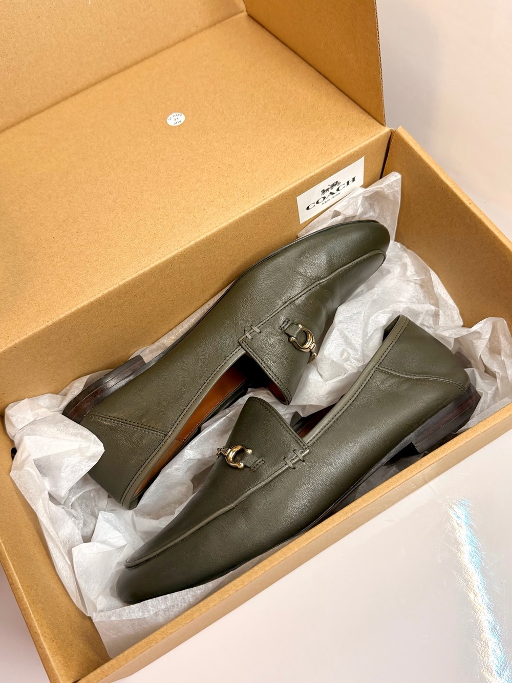 🫒 Coach Haley Loafers – Olive Green, Size 6.5B / 37